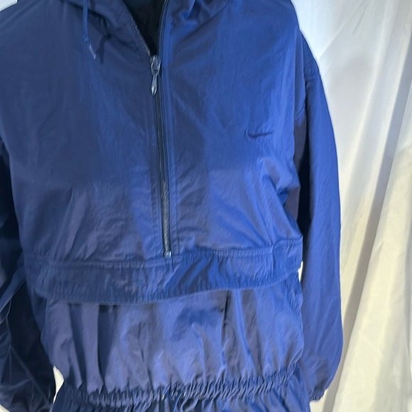 Nike Vintage 90s Anorak Windbreaker Light Jacket w/hood 1/4 zip Navy Blue Size L - Picture 4 of 9